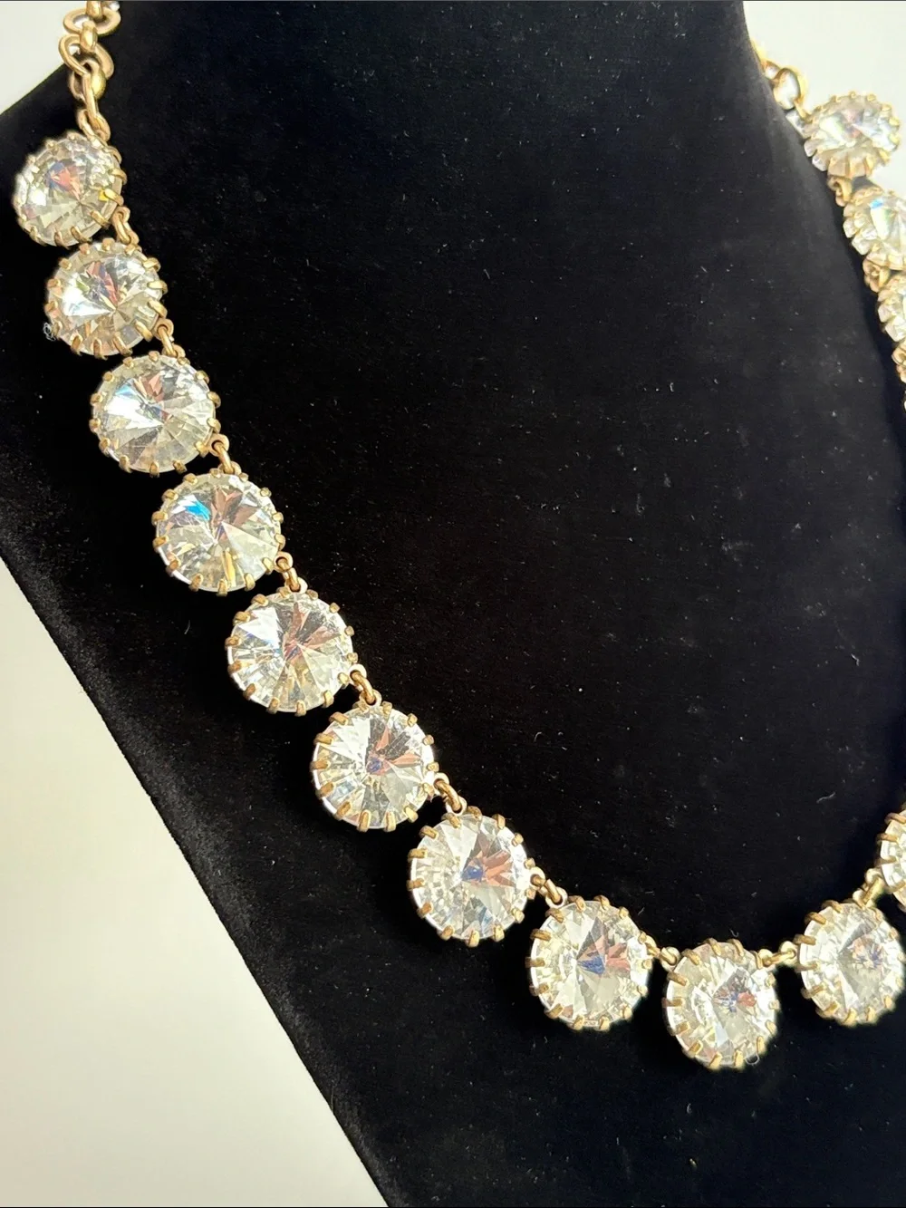 J. Crew Gold Crystal Statement Necklace Clear Stones Jewelry